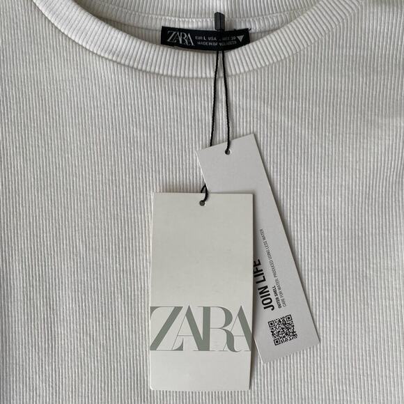 Zara sz L ruffle sleeve ribbed crop tank top NWT - Picture 5 of 9